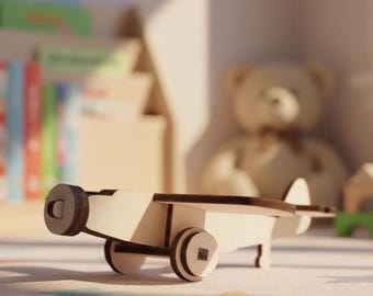 Airplane Biplane Wooden Toy - Laser Cut Vector File Dıy Model Kit - SVG DXF AI