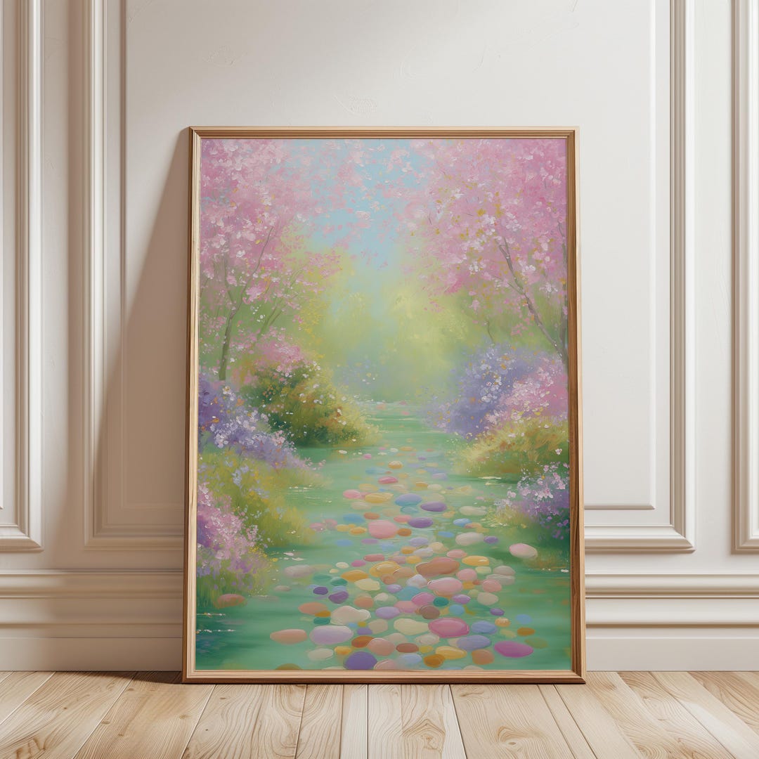 Dreamy Spring Garden Art - Pastel Pathway Painting, Cottagecore Decor ...