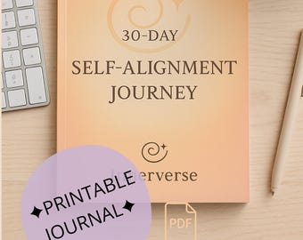 Diario de autoalineación de 30 días / Diario de bienestar imprimible (PDF) / Ideas de reflexión diaria, acciones guiadas y crecimiento espiritual