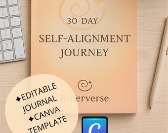 Diario de autoalineación de 30 días / Plantilla editable de Canva / Diario de bienestar, ideas diarias, crecimiento espiritual, planificador imprimible y digital