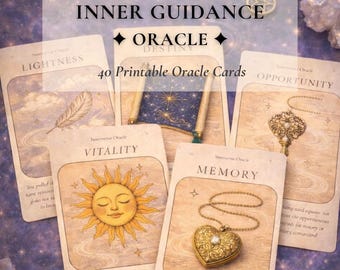 Oráculo Innerverse / 40 cartas para la guía interior, la reflexión y la comprensión espiritual / Imprimible y digital