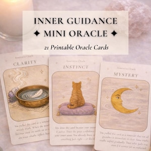 Cartas del Oráculo de Guía Interior / Baraja digital imprimible para la reflexión y el crecimiento espiritual