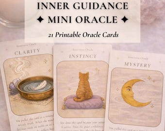Cartas del Oráculo de Guía Interior / Baraja digital imprimible para la reflexión y el crecimiento espiritual