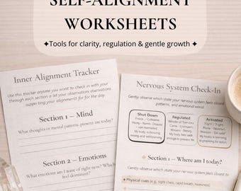 Hojas de trabajo de autoalineación / Imprimibles sobre regulación del sistema nervioso, expansión de la identidad y sanación interior