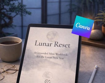 Cuaderno de trabajo de reinicio lunar / Diario editable en Canva / Imprimible y digital