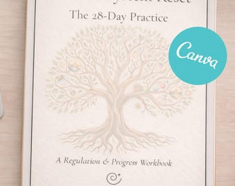Cuaderno de trabajo y seguimiento para restablecer el sistema nervioso (versión editable en Canva) / Práctica de regulación de 28 días