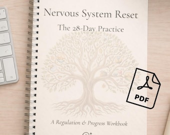 Cuaderno de trabajo y seguimiento para restablecer el sistema nervioso (versión editable en Canva) / Práctica de regulación de 28 días