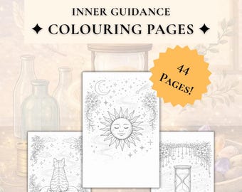 Páginas para colorear de guía interior / Colorear con atención plena y espiritual / Símbolos intuitivos para la relajación / PDF imprimible
