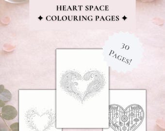 Espacio del Corazón – Colección de Dibujos para Colorear de Amor Propio / Páginas para Colorear Conscientes para Adultos