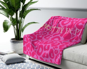Pink Leopard Print Sherpa Fleece Blanket | Bold Home Decor