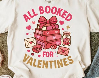 All Booked for Valentines Book Stack Illustration Valentine Reading Lover Gift Romantic