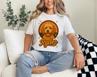 Retro Custom Dog Portrait Clipart with Vintage Rainbow (PNG)