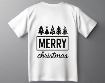 Merry Christmas File • Christmas Tree Typography Design • Holiday Wall Art Cut