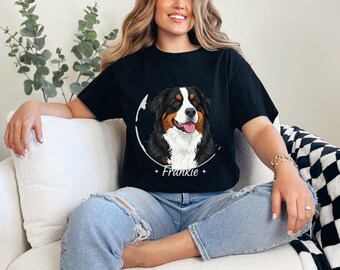 Custom Pet Portrait Illustration • Personalized Dog Art Gift • Bernese Mountain Dog Drawing