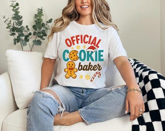 Official Cookie Baker Christmas illustration design with gingerbread man and festive typography.