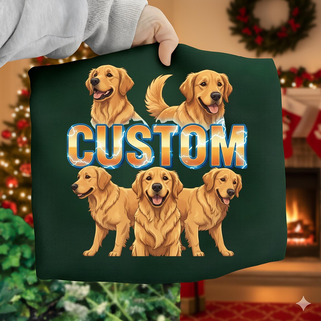 Custom Golden Retriever Dog Art Print - Personalized Pet Portrait - Etsy