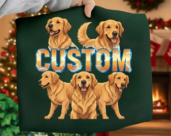 Custom Golden Retriever Dog Art Print - Personalized Pet Portrait