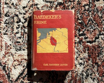 Baedekersrijn | Editie 1926 met stofomslag en kaarten | Zeldzaam vintage reisgids antiek verzamelobject