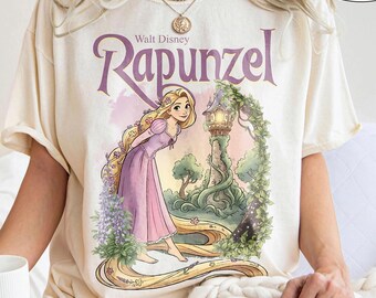 Vintage Tangled Rapunzel Floral Comfort Colors Shirt, Retro Flynn Rider Graphic Tee