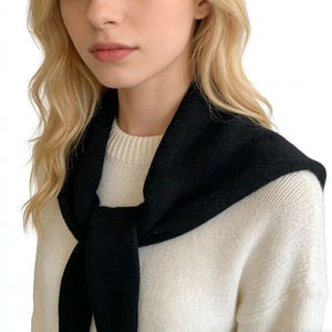 Minimal Wool Triangle Scarf – 100% Australian Merino, Soft Knit Neckerchief for Everyday Styling