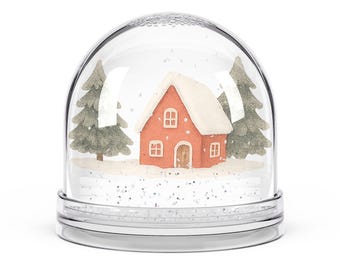 Rote Hütte Schneekugel | Winter Kabine Szene, Kiefern, Schnee