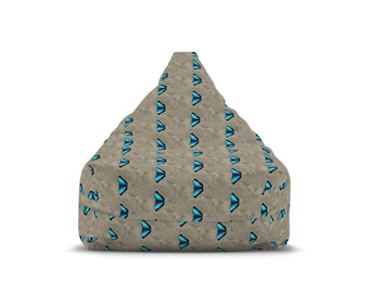 Puf con estampado de mariposas azules