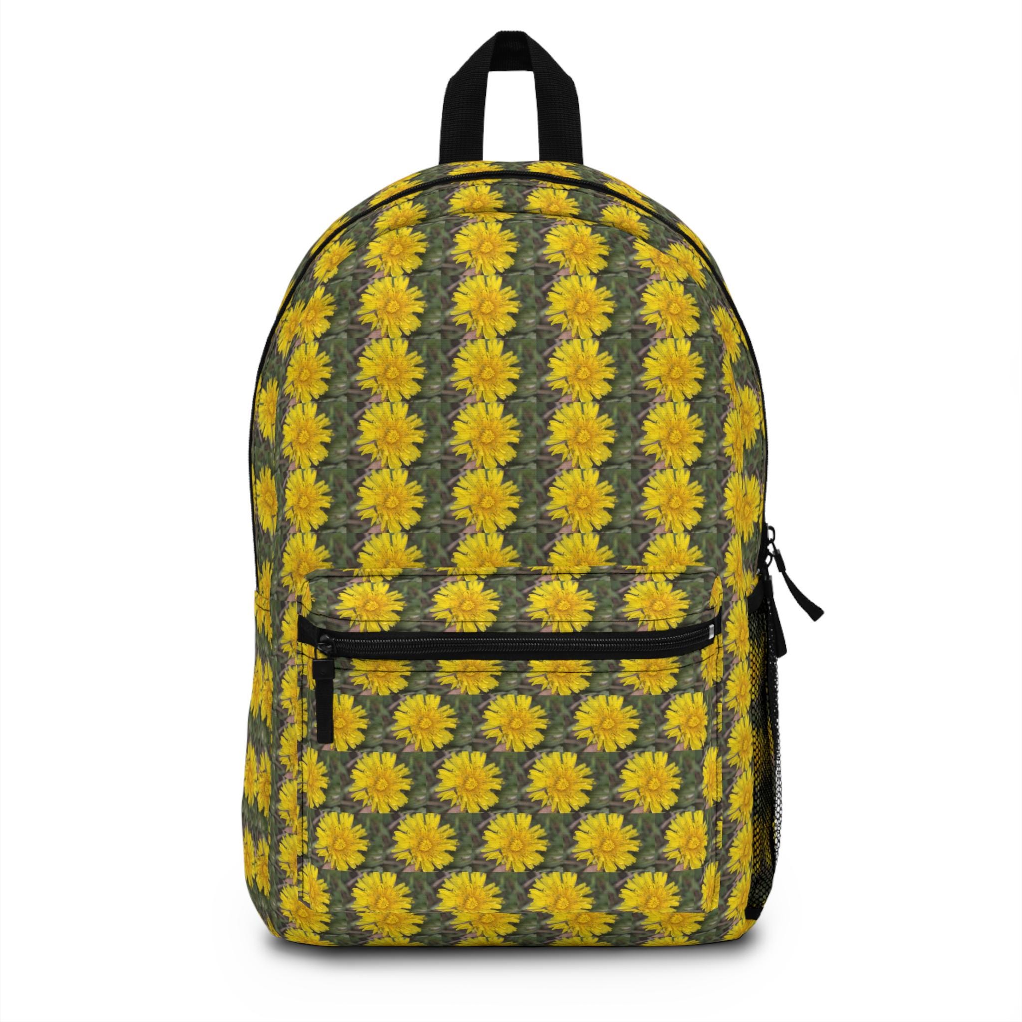 Yellow Flower Pattern Backpack | Floral Happy & Bright Uplifting 