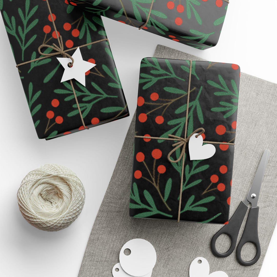 Normal Gifts Normal Gift Paper - Holly Berry Foliage Wrapping Papers | Christmas ...