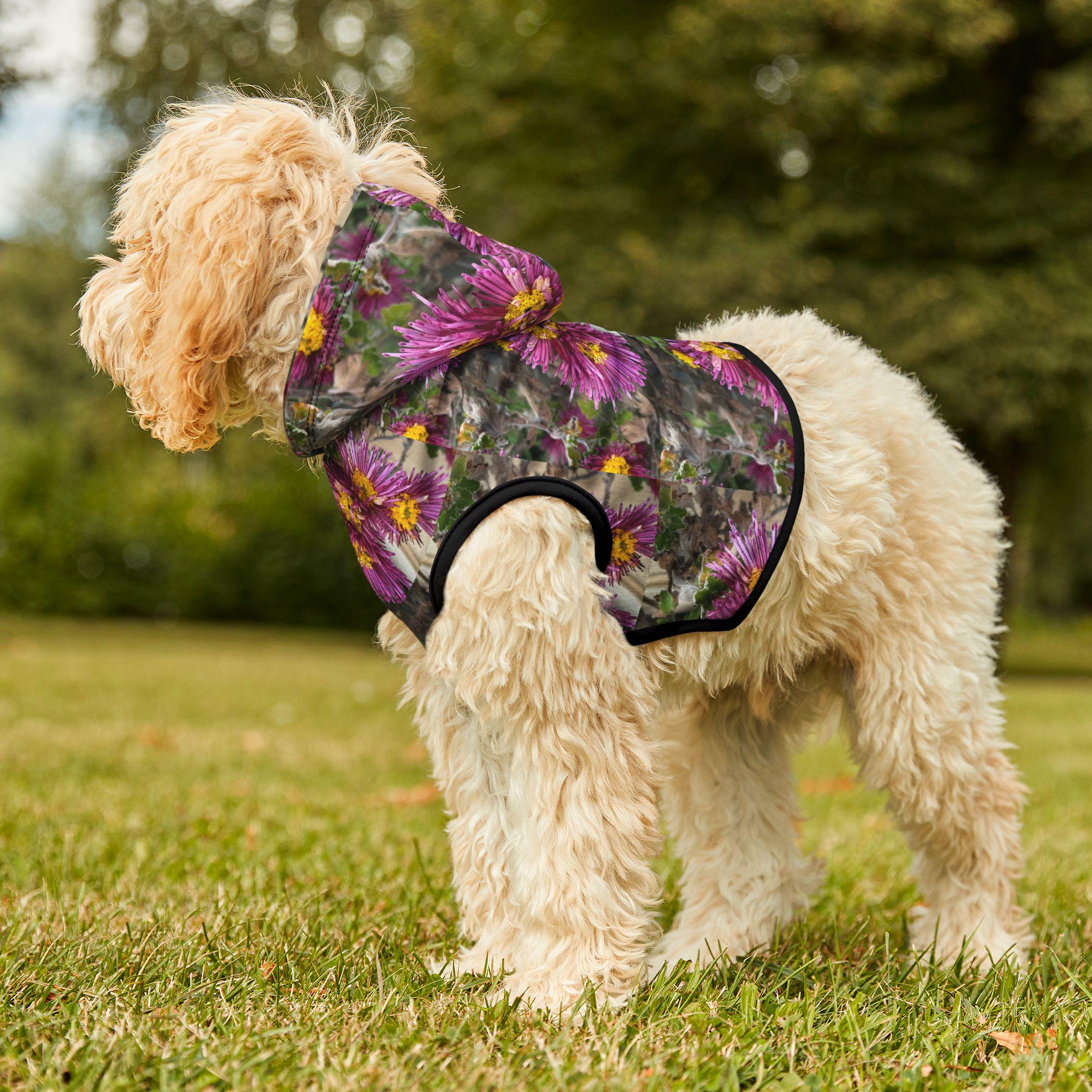 Pink Purple Flowers Floral Pet Hoodie | Flower Pattern Hooded Dog