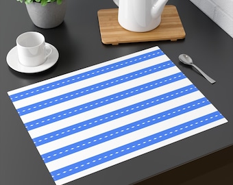 Blue Striped Dashes Placemat | Coastal Table Linen