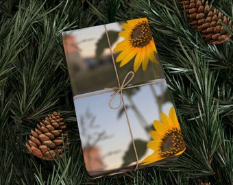 Solrosmönster Presentpapper | Blommig presentpappersrulle