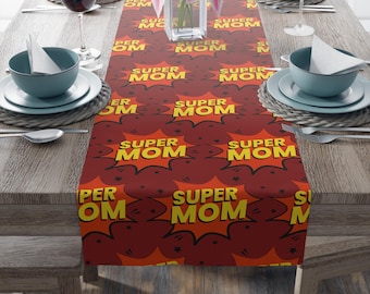 Camino de mesa estilo cómic pop art de Super Mom / Decoración para el hogar estilo cómic retro