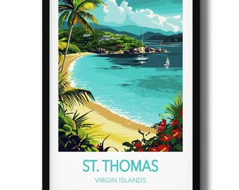 St Thomas Travel Print, St Thomas Travel Poster, St Thomas Wall Art, USVI Gift, Travel Wall Art Virgin Islands Travel Gift