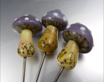 FAIRY GARDEN MUSHROOMS - Plant Pot/Garden Stakes - Made to Order - Handmade by Stephanie Gough sra Lampwork  - Glass Mushrooms