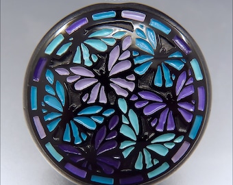 BUTTERFLIES - Stained Glass Series (Purple and Turquoise) - Lampwork Focal Bead – Made to Order - by Stephanie Gough sra