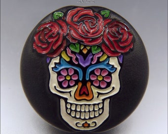 SUGAR SKULL - Stained Glass Series - Lampwork Focal Bead – Made to Order - Focal Handmade Jewelry Supplies - by Stephanie Gough sra