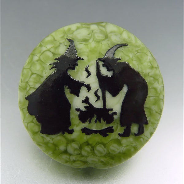 WITCH'S BREW - Sandblasted Lampwork Focal Bead  –  Made to Order - Halloween Pendant Bead - by Stephanie Gough sra fhfteam leteam