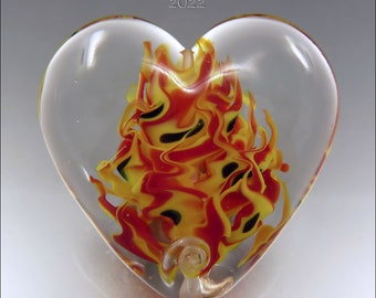 HEART’S ON FIRE – Naked Flame - Lampwork Focal Bead – Xl Size -  Made to Order - Focal Handmade Jewelry Supplies - by Stephanie Gough sra