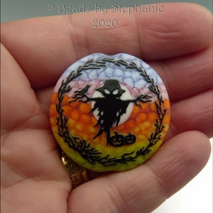 SPOOKY SCARECROW Sandblasted Lampwork Focal Bead Made to Order Halloween Pendant Bead by Stephanie Gough sra fhfteam leteam image 3