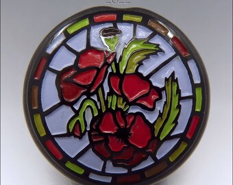 POPPIES - Stained Glass Series - Lampwork Focal Bead – Made to Order - Focal Handmade Jewelry Supplies - by Stephanie Gough sra