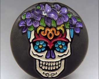 SUGAR SKULL - Stained Glass Series - Lampwork Focal Bead – Made to Order - Focal Handmade Jewelry Supplies - by Stephanie Gough sra