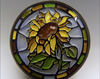 SUNFLOWER - Stained Glass Series - Lampwork Focal Bead – Made to Order - Focal Handmade Jewelry Supplies - by Stephanie Gough sra