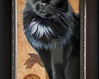 Retrato personalizado dibujado a mano a partir de una foto: Arte realista en acrílico y lápices de colores.