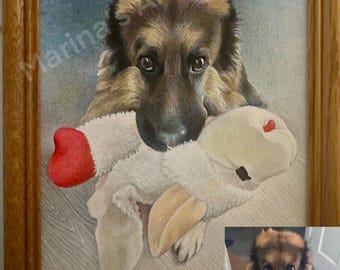 Retrato personalizado a mano a partir de tu foto: mascotas o personas, técnica mixta