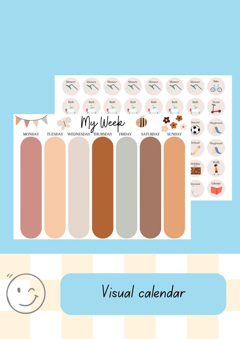 Kids Visual Weekly Calendar Printable | Routine Chart for Children ...