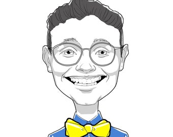 Splash of Color Caricatures Portraits Illustrations Digital Faces Smiles Custom Gifts