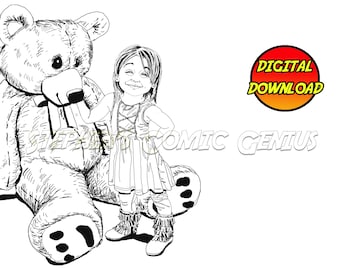 Clair Bear | Funny Face Coloring pages | Printable Adult Coloring page | Hand Drawn Original Coloring Page | For Download | Coloring Book