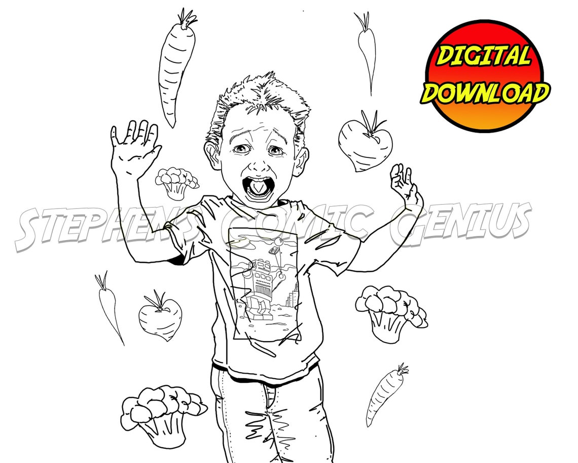 Eat Your Veggies Printable Coloring pages Printable Adult | Etsy