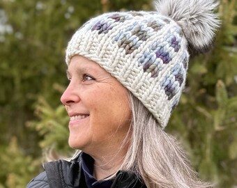 Super Bulky Fair Isle Colorwork Beanie Knitting PATTERN PDF: Cold Frosty Morning Hat