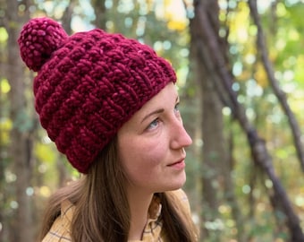 Super Bulky Ribbed Hat Knitting PATTERN PDF: Rosedale Park Hat